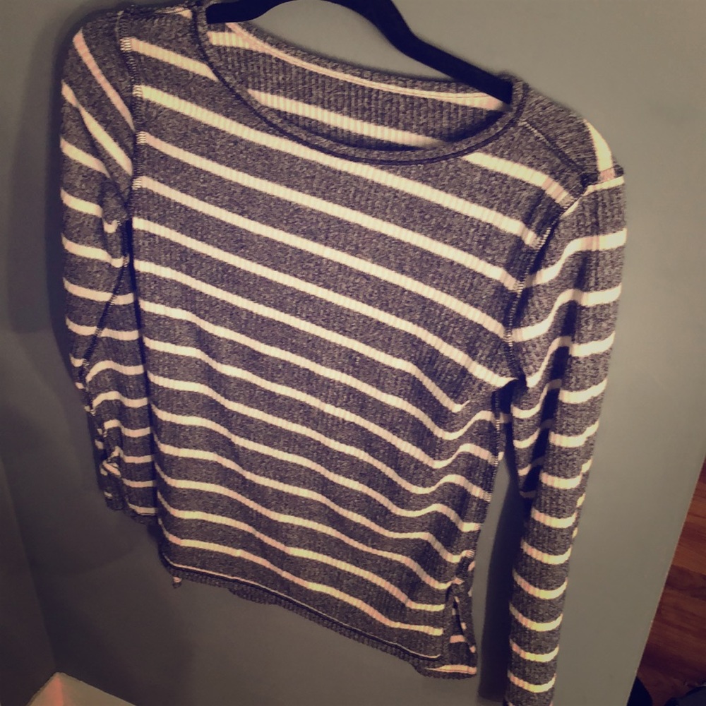 Grey white striped comfy long sleeve , never worn